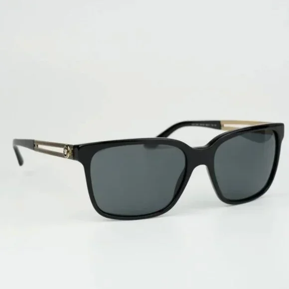 NEW Versace Black Grey Square Unisex Sunglasses